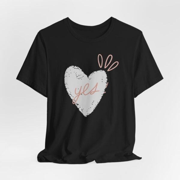 heart and “yes!” t-shirt Unisex Jersey Short Sleeve Tee