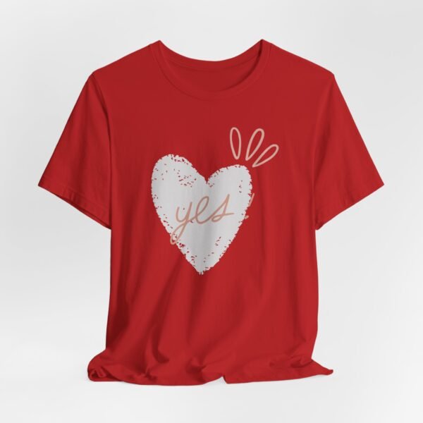 heart and “yes!” t-shirt Unisex Jersey Short Sleeve Tee