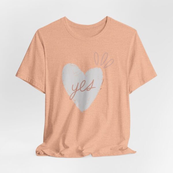 heart and “yes!” t-shirt Unisex Jersey Short Sleeve Tee