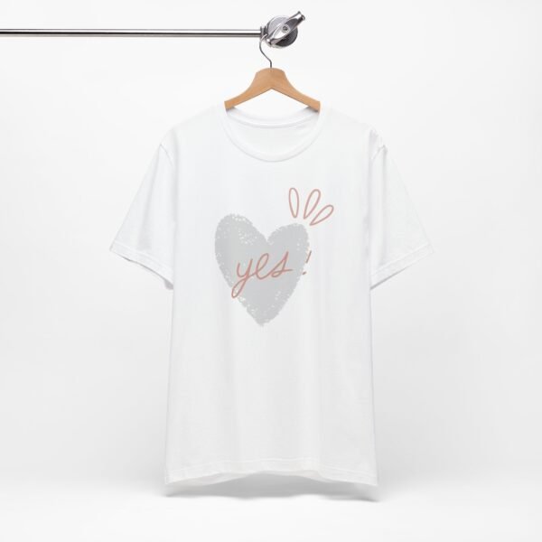 heart and “yes!” t-shirt Unisex Jersey Short Sleeve Tee