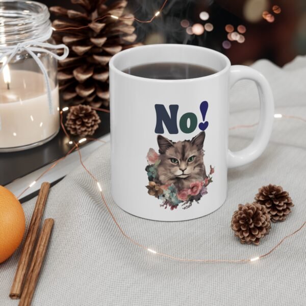 The NO cute grumpy cat mug with flowers Mug 11oz