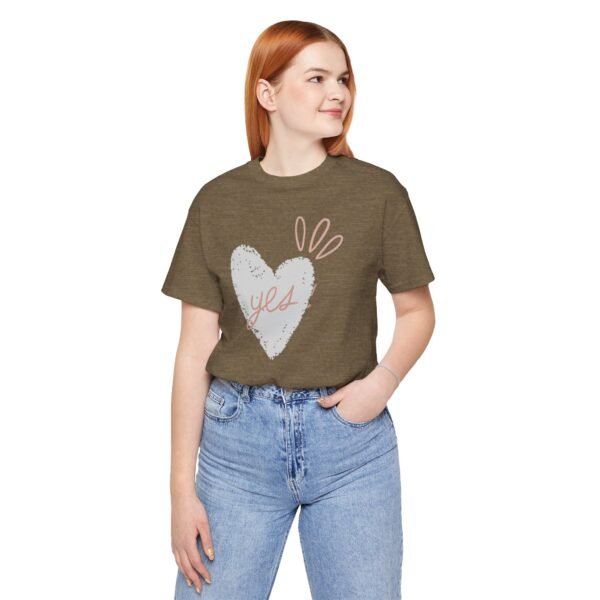 heart and “yes!” t-shirt Unisex Jersey Short Sleeve Tee