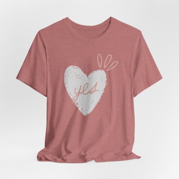 heart and “yes!” t-shirt Unisex Jersey Short Sleeve Tee